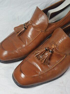 Vintage 70's Florsheim Imperial Mens Leather Tassel Loafers Brown Size 9.5 D USA